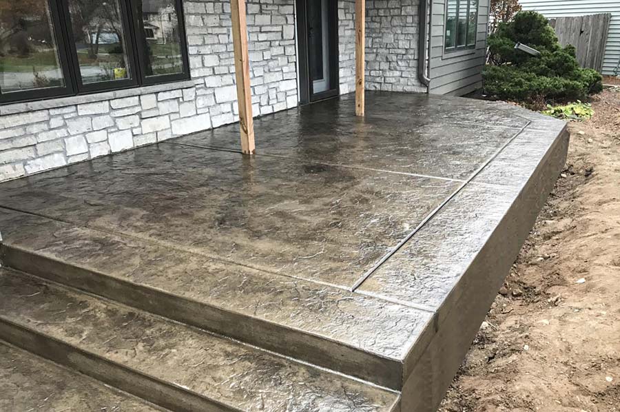 concrete stoop with textured skin